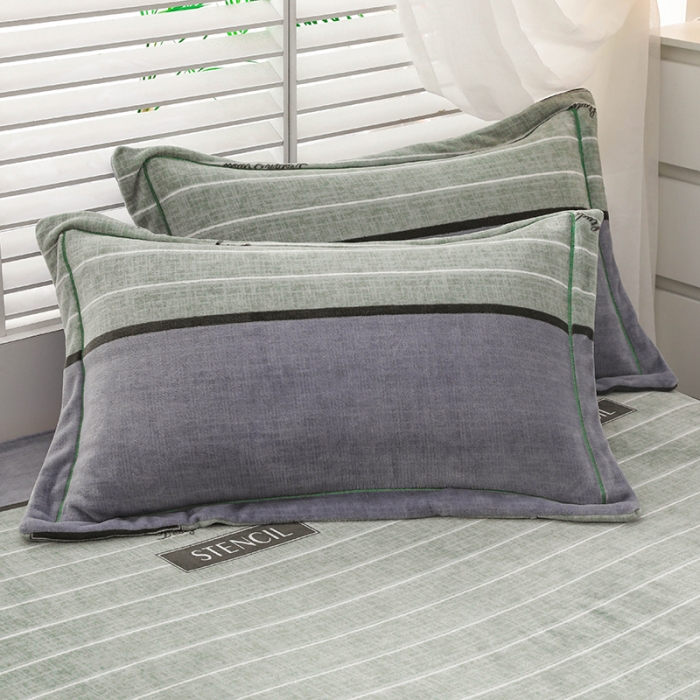 91家纺网 家纺一手货源 找家纺 优姿2022新款9斤重牛奶棉床裙款四件套 活力时光-绿