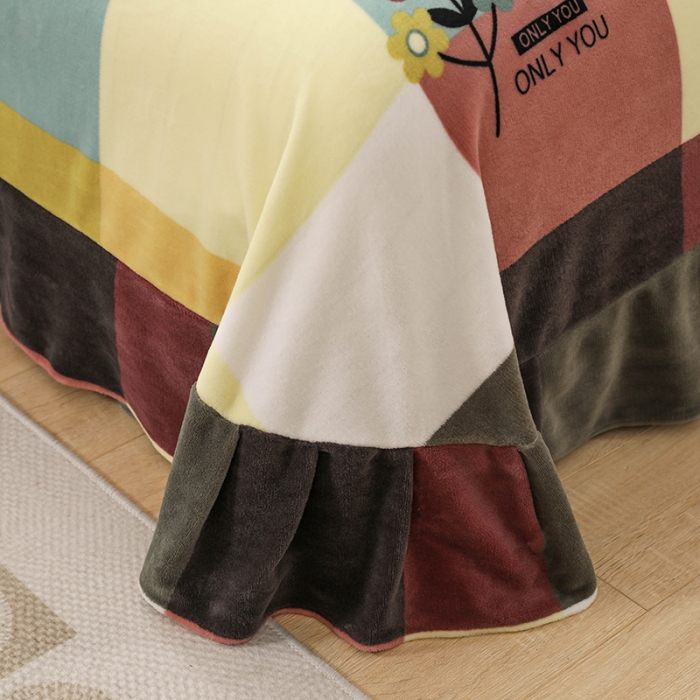 91家纺网 家纺一手货源 找家纺 优姿2022新款9斤重牛奶棉床裙款四件套 恋爱小菊花