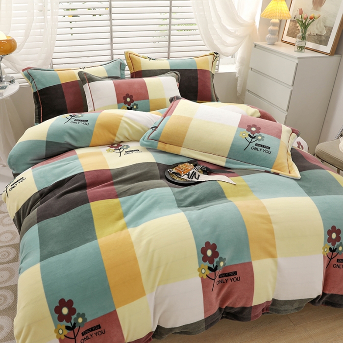 91家纺网 家纺一手货源 找家纺 优姿2022新款9斤重牛奶棉床裙款四件套 恋爱小菊花