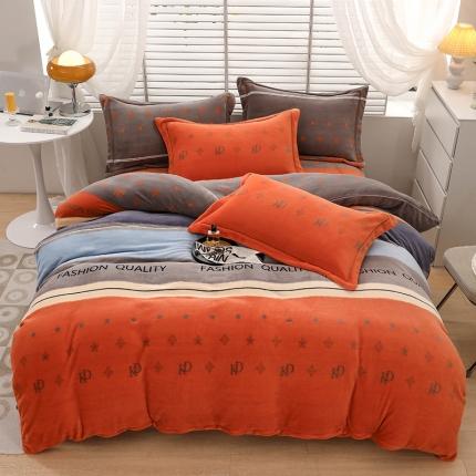 优姿2022新款9斤重牛奶棉床裙款四件套 摩登时尚