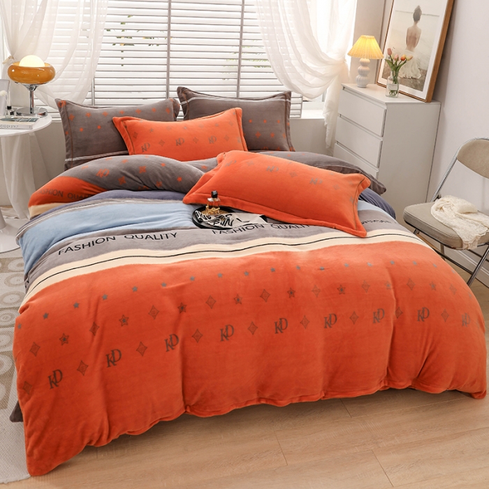 91家纺网 家纺一手货源 找家纺 优姿2022新款9斤重牛奶棉床裙款四件套 摩登时尚