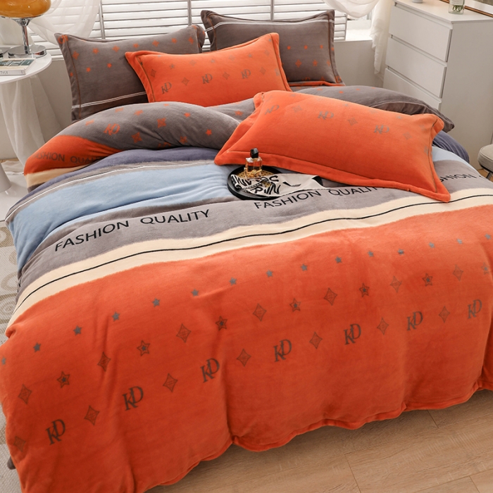 91家纺网 家纺一手货源 找家纺 优姿2022新款9斤重牛奶棉床裙款四件套 摩登时尚