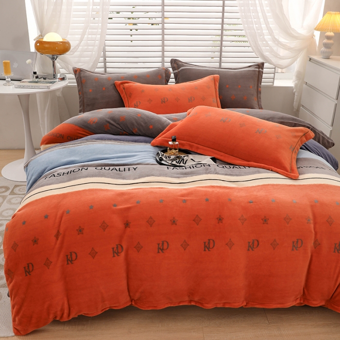 91家纺网 家纺一手货源 找家纺 优姿2022新款9斤重牛奶棉床裙款四件套 摩登时尚