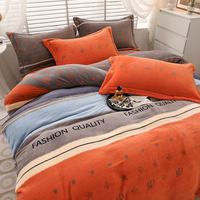 91家纺网 家纺一手货源 找家纺 优姿2022新款9斤重牛奶棉床裙款四件套 摩登时尚