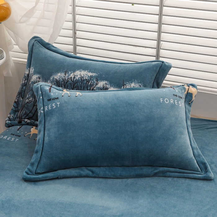 91家纺网 家纺一手货源 找家纺 优姿2022新款9斤重牛奶棉床裙款四件套 小鹿-兰