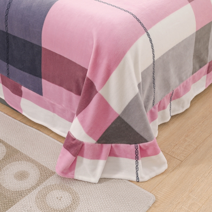 91家纺网 家纺一手货源 找家纺 优姿2022新款9斤重牛奶棉床裙款四件套 小时光-粉