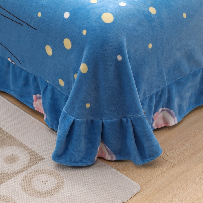 91家纺网 家纺一手货源 找家纺 优姿2022新款9斤重牛奶棉床裙款四件套 郁金花香-兰