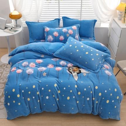 优姿2022新款9斤重牛奶棉床裙款四件套 郁金花香-兰