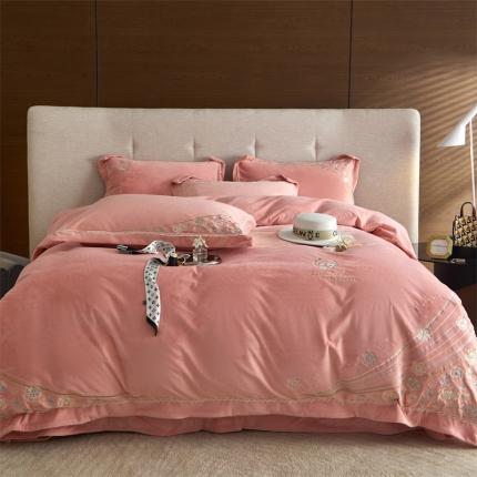 91家纺网 家纺一手货源 找家纺 （总）名品优仓2022新款刺绣婴儿绒230克四件套-温柔时光