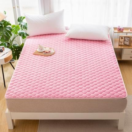 花韵莱2022新款直播供货直角床盖牛奶绒防滑床垫可机洗 粉色