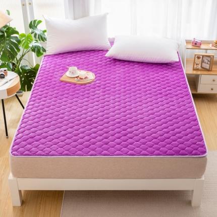 花韵莱2022新款直播供货直角床盖牛奶绒防滑床垫可机洗 紫色