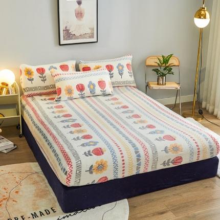 91家纺网 家纺一手货源 找家纺 被多多 2022新款3D立体高克重雪花绒印花床笠 波西米亚