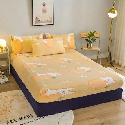 91家纺网 家纺一手货源 找家纺 被多多 2022新款3D立体高克重雪花绒印花床笠 萌萌兔