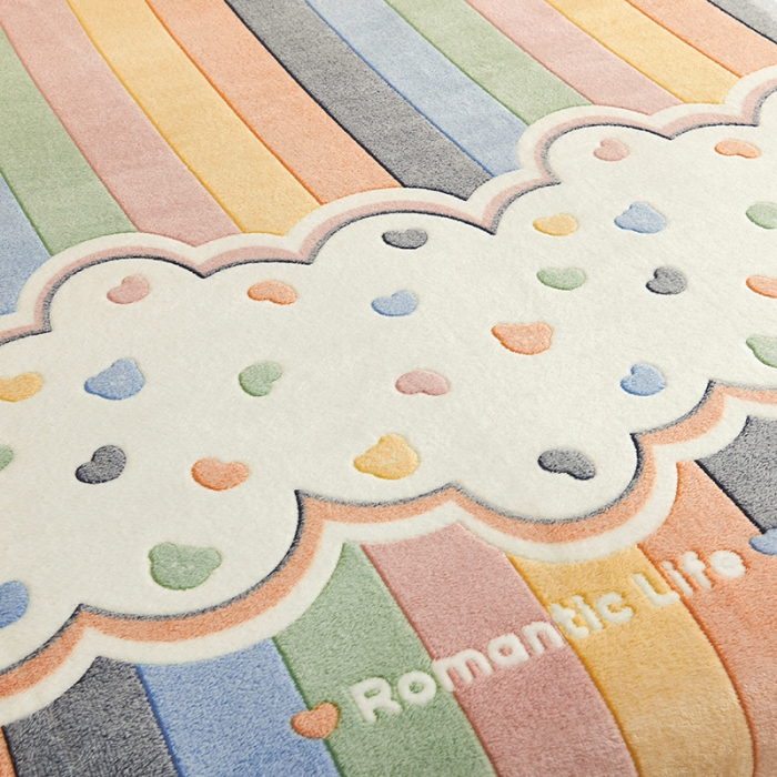 91家纺网 家纺一手货源 找家纺 被多多 2022新款3D立体高克重雪花绒印花床笠 爱心彩虹