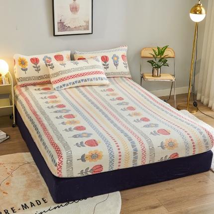 被多多 2022新款3D立体高克重雪花绒印花床笠 波西米亚