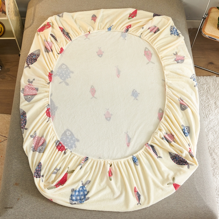 91家纺网 家纺一手货源 找家纺 被多多 2022新款3D立体高克重雪花绒印花床笠 海底世界