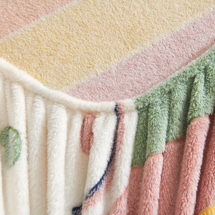 91家纺网 家纺一手货源 找家纺 被多多 2022新款3D立体高克重雪花绒印花床笠 爱心彩虹