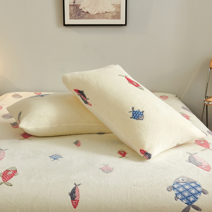 91家纺网 家纺一手货源 找家纺 被多多 2022新款3D立体高克重雪花绒印花床笠 海底世界