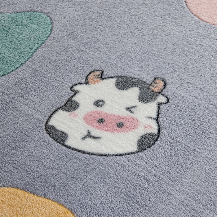 91家纺网 家纺一手货源 找家纺 被多多 2022新款3D立体高克重雪花绒印花床笠 奶牛灰