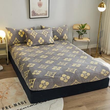 被多多 2022新款3D立体高克重雪花绒印花床笠 四叶草