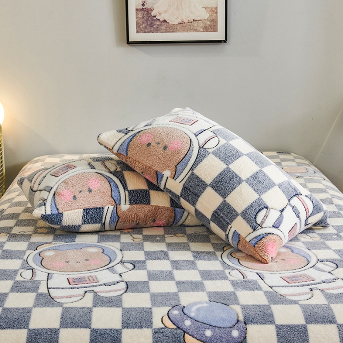 91家纺网 家纺一手货源 找家纺 被多多 2022新款3D立体高克重雪花绒印花床笠 太空漫游