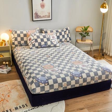 被多多 2022新款3D立体高克重雪花绒印花床笠 太空漫游