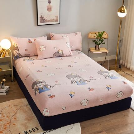 被多多 2022新款3D立体高克重雪花绒印花床笠 樱桃女孩