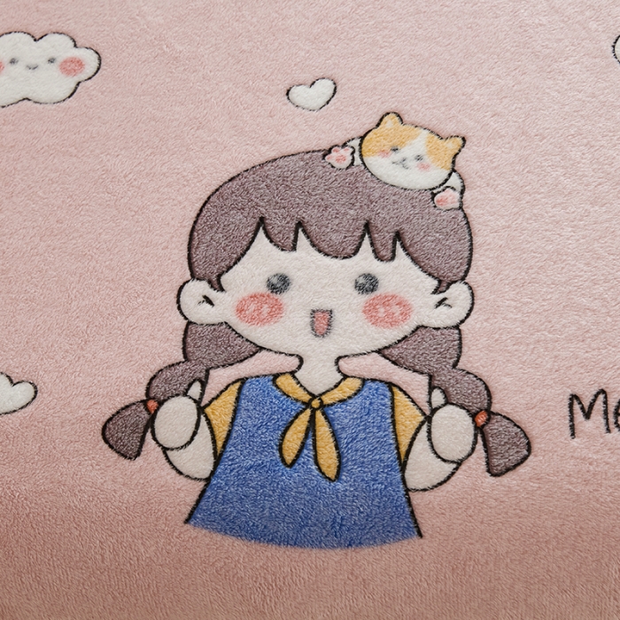 91家纺网 家纺一手货源 找家纺 被多多 2022新款3D立体高克重雪花绒印花床笠 樱桃女孩