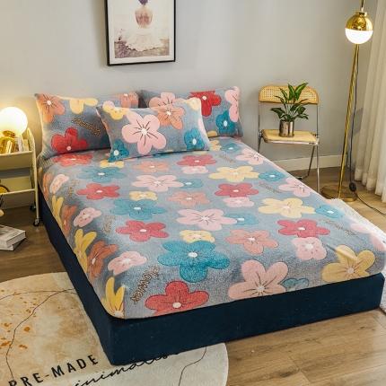 被多多 2022新款3D立体高克重雪花绒印花床笠 蔓蔓花舞