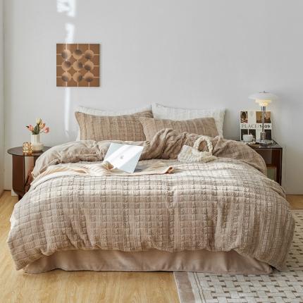 91家纺网 家纺一手货源 找家纺 （总）大元 2025新款高端A类獭兔绒立体剪花牛奶绒四件套