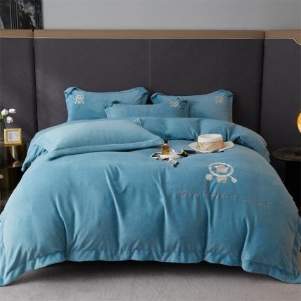 91家纺网 家纺一手货源 找家纺 （总）名品优仓 2022新款200g牛奶绒刺绣四件套-唯美