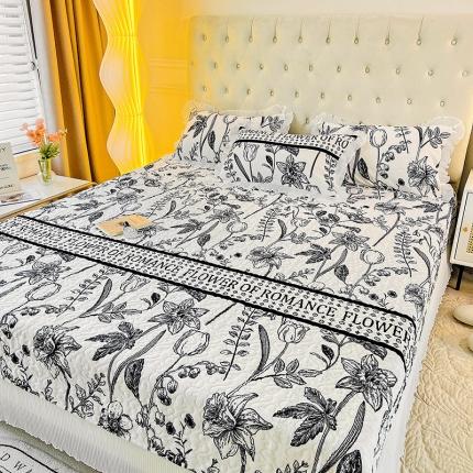 澳梵  2022新款牛奶绒印花床盖三件套四件套 罗曼蒂克