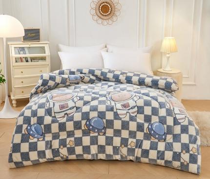 91家纺网 家纺一手货源 找家纺 被多多 2022新款高克重双面雪花绒印花冬被 太空漫游