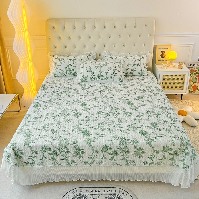 91家纺网 家纺一手货源 找家纺 澳梵  2022新款牛奶绒印花床盖三件套四件套 绿野仙踪