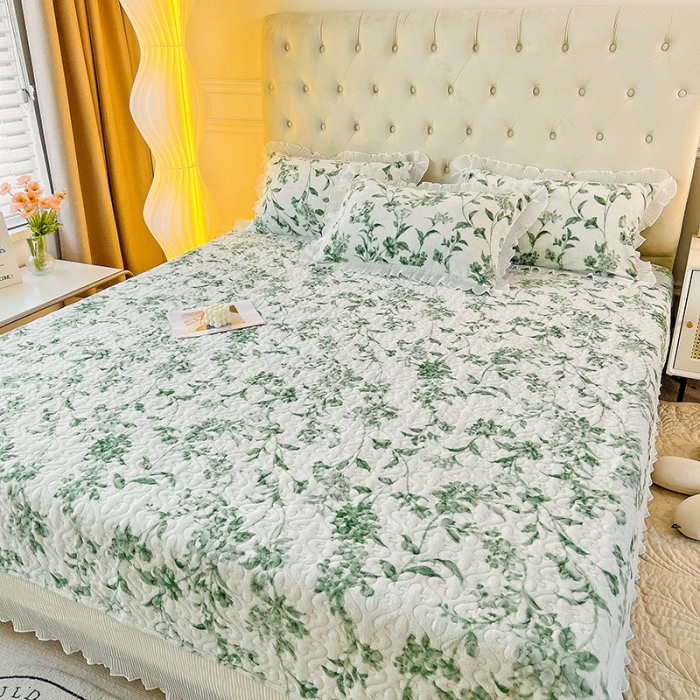 91家纺网 家纺一手货源 找家纺 澳梵  2022新款牛奶绒印花床盖三件套四件套 绿野仙踪