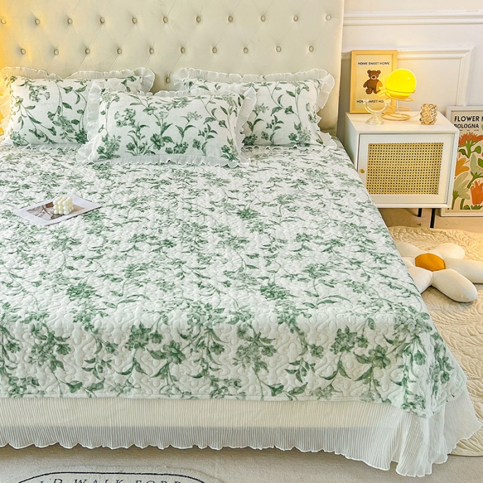 91家纺网 家纺一手货源 找家纺 澳梵  2022新款牛奶绒印花床盖三件套四件套 绿野仙踪