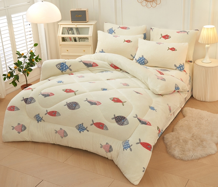 91家纺网 家纺一手货源 找家纺 被多多 2022新款高克重双面雪花绒印花冬被 海底世界