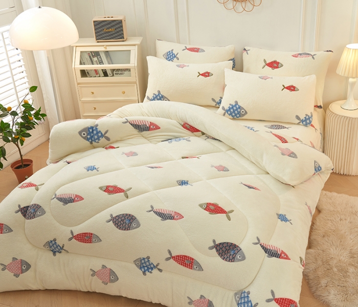 91家纺网 家纺一手货源 找家纺 被多多 2022新款高克重双面雪花绒印花冬被 海底世界