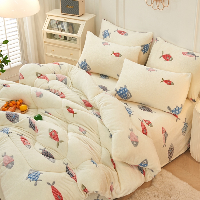 91家纺网 家纺一手货源 找家纺 被多多 2022新款高克重双面雪花绒印花冬被 海底世界