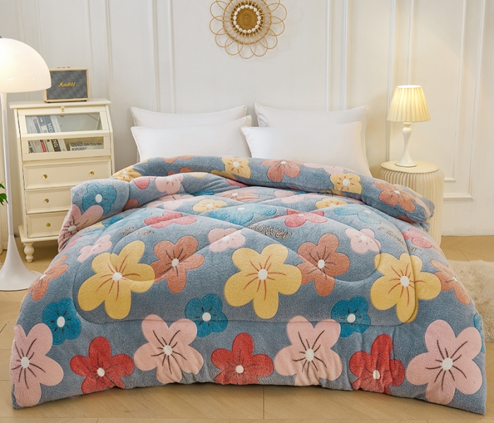 91家纺网 家纺一手货源 找家纺 被多多 2022新款高克重双面雪花绒印花冬被 蔓蔓花舞