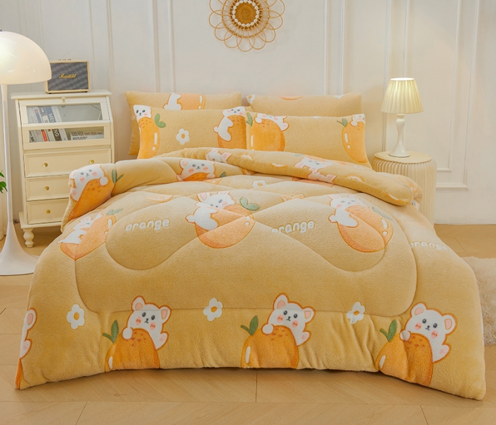 91家纺网 家纺一手货源 找家纺 被多多 2022新款高克重双面雪花绒印花冬被 萌萌兔