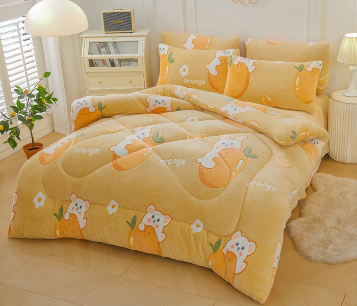 91家纺网 家纺一手货源 找家纺 被多多 2022新款高克重双面雪花绒印花冬被 萌萌兔