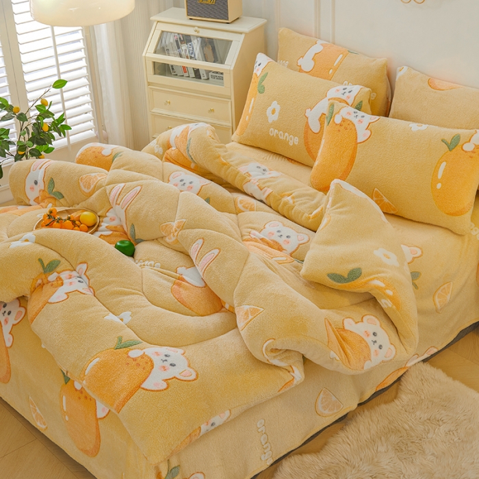 91家纺网 家纺一手货源 找家纺 被多多 2022新款高克重双面雪花绒印花冬被 萌萌兔