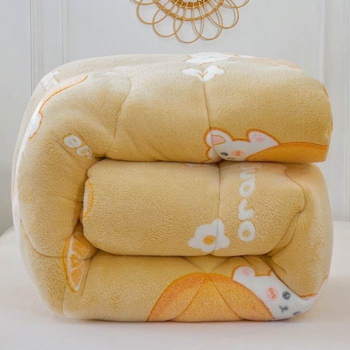 91家纺网 家纺一手货源 找家纺 被多多 2022新款高克重双面雪花绒印花冬被 萌萌兔