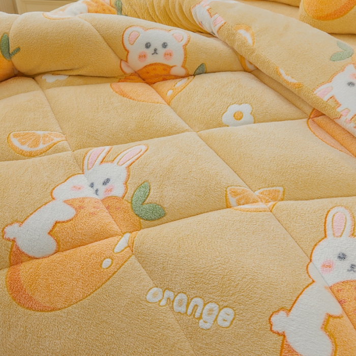 91家纺网 家纺一手货源 找家纺 被多多 2022新款高克重双面雪花绒印花冬被 萌萌兔