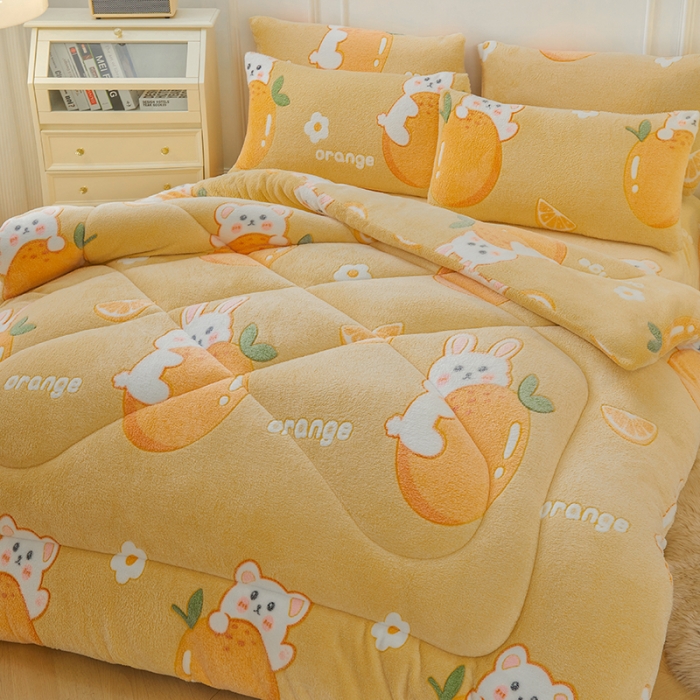 91家纺网 家纺一手货源 找家纺 被多多 2022新款高克重双面雪花绒印花冬被 萌萌兔