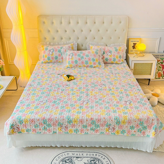 91家纺网 家纺一手货源 找家纺 澳梵  2022新款牛奶绒印花床盖三件套四件套 千与千寻