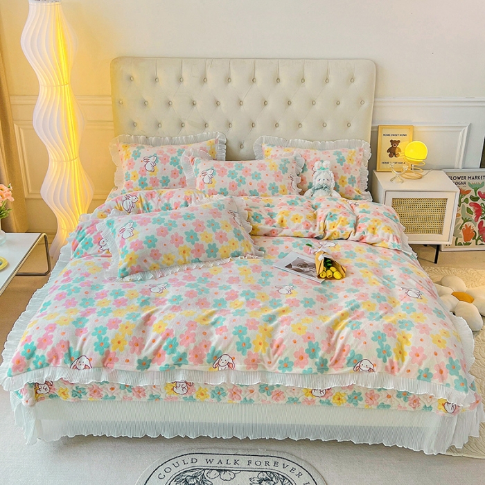 91家纺网 家纺一手货源 找家纺 澳梵  2022新款牛奶绒印花床盖三件套四件套 千与千寻