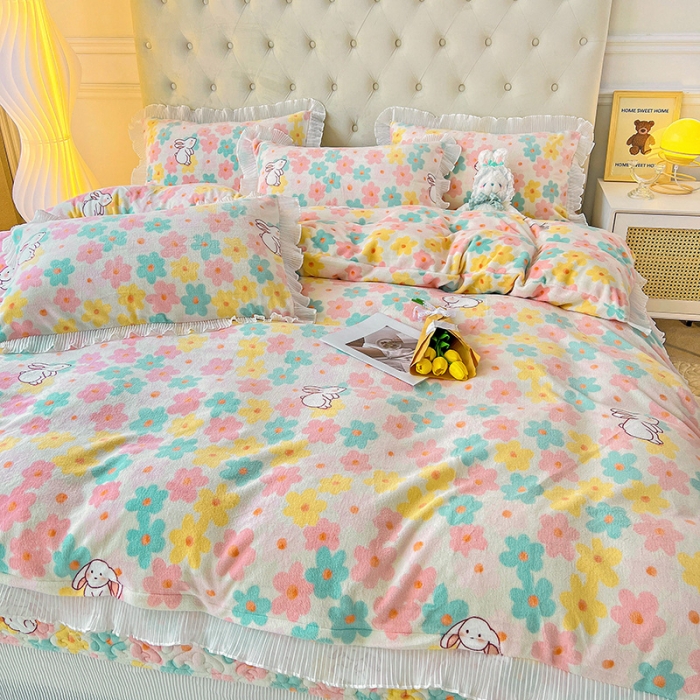 91家纺网 家纺一手货源 找家纺 澳梵  2022新款牛奶绒印花床盖三件套四件套 千与千寻