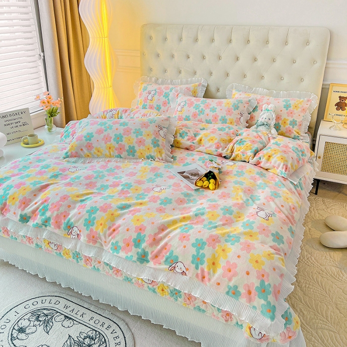 91家纺网 家纺一手货源 找家纺 澳梵  2022新款牛奶绒印花床盖三件套四件套 千与千寻